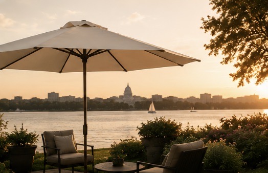 Umbrella insurance guide with Madison Wisconsin skyline